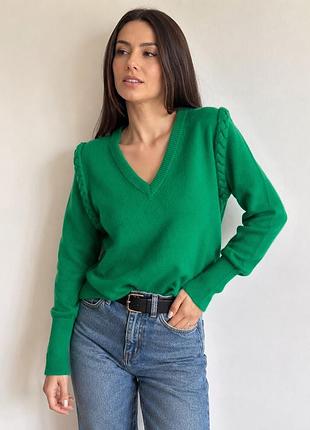 Винтажный кашемировый свитер lim paris 100% cashmere зеленый m