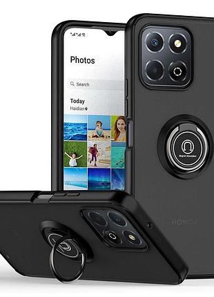 Чехол fiji colorframe для honor x6b матовый бампер с кольцом подставкой black