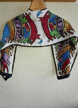 Laurel burch винтажный шелковый шарф с котиками