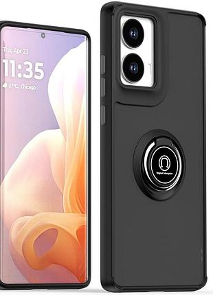 Чохол fiji colorframe для motorola edge 50 fusion матовий бампер з кільцем підставкою black