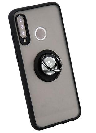 Чехол fiji colorframe для huawei p30 lite / nova 4e матовый бампер с кольцом подставкой black
