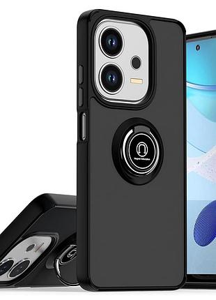 Чехол fiji colorframe для oppo a3x (cph2641) матовый бампер с кольцом подставкой black