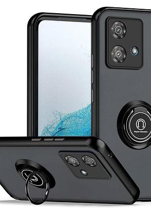 Чехол fiji colorframe для motorola edge 40 neo матовый бампер с кольцом подставкой black
