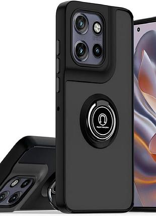 Чехол fiji colorframe для motorola g86 5g матовый бампер с кольцом подставкой black