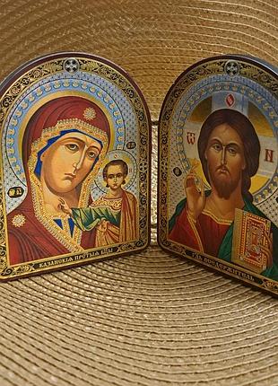 Ікона-складень диптих ісус христос і богородиця. настільна ікона