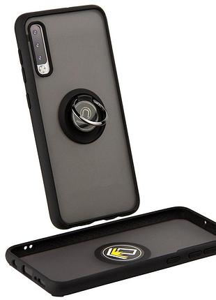 Чехол fiji colorframe для samsung galaxy a50 2019 (a505) матовый бампер с кольцом подставкой black