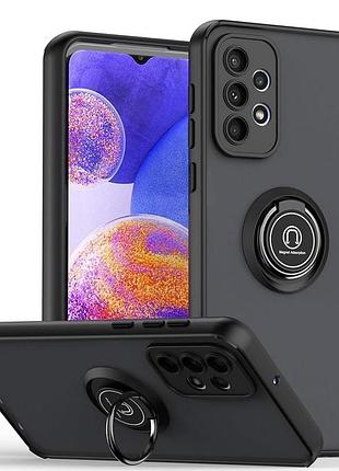Чохол fiji colorframe для samsung galaxy a32 (a325) матовий бампер з кільцем підставкою black