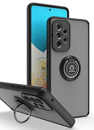 Чехол fiji colorframe для samsung galaxy a73 5g (a736) матовый бампер с кольцом подставкой black