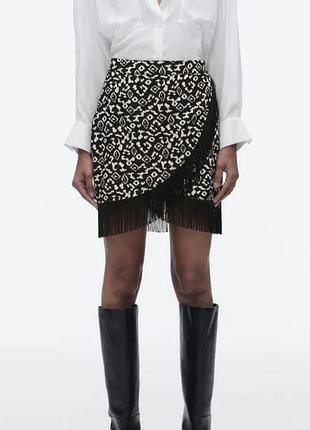 Спідниця з бахромою льон zara