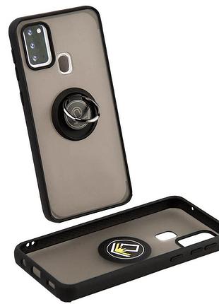 Чохол fiji colorframe для samsung galaxy m30s (m307) матовий бампер з кільцем підставкою black