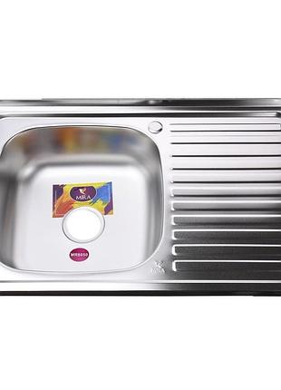 Мойка кухонная накладная прямоугольная 800х500х180 satin left mr 8050 l e mira