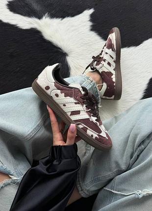 Женские кроссовки adidas samba | cow print / white premium