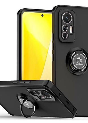 Чохол fiji colorframe для xiaomi 12 lite матовий бампер з кільцем підставкою black