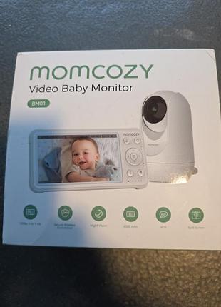 Видеоняня momcozy bm01 с камерой и монитором 5 дюймов hd 1080p аккумулятор 5000 маг белая