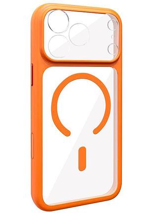 Чохол getman moon clear для apple айфон 17 pro max, прозорий tpu, magsafe, захист камери orange