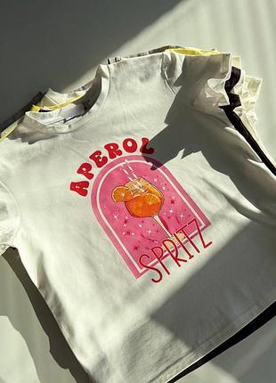Накладний платіж ❤ якісна бавовняна оверсайз футболка з накатом принтом коктейль