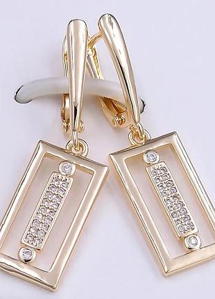 Сережки xuping позолота хр 18 к. висота 4,1 см. ширина 1,1 см.