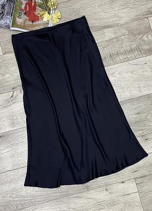Черная сатиновая, атласная юбка topshop, р.xs-m