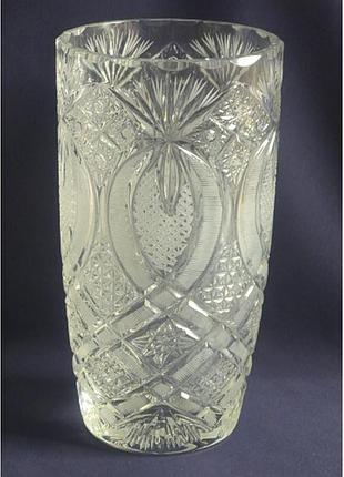 Вінтажна кришталева ваза з алмазною гранню та розрізними візерунками bohemia crystal