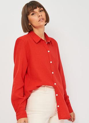 Рубашка h&m лен+хлопок с длинным рукавом