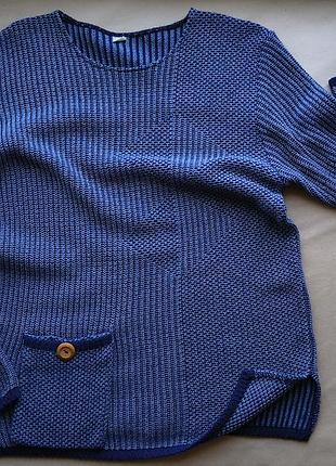 Вязаный пуловер цвета "деним" 3
