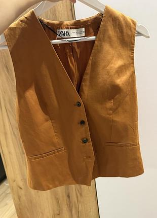 Zara жилетка льняная s