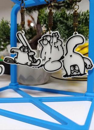 Набор брелоков кот саймона 5 шт simon's cat 3d печать белый брелок для ключей и рюкзака