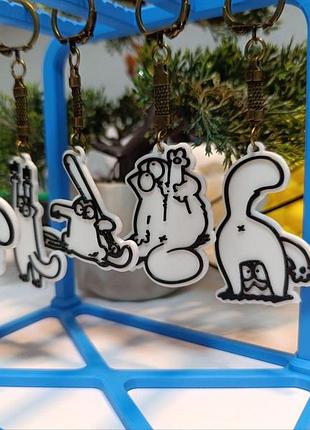 Набор брелоков кот саймона 5 шт simon's cat 3d печать белый брелок для ключей и рюкзака 2