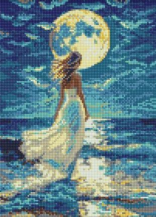 Алмазна мозаїка - дівчина і місяць ©art_selena_ua идейка 30х40 см (amo20292)