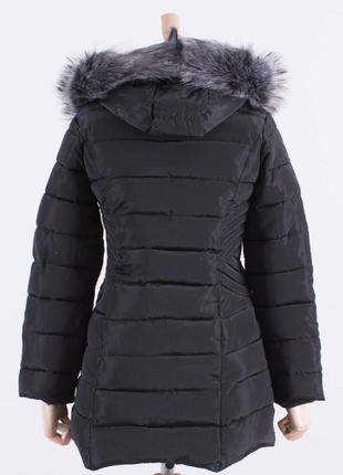 Стильная черная зимняя куртка плащ пальто удлиненная2 фото