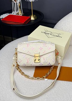 💎new💎брендовая женская сумка♥️♥️♥️с логотипом,  pochette metis east west cream / pink