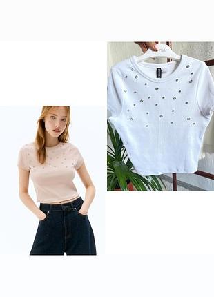 ✨топ зі стразами від h&m divided на xs на 160 см.