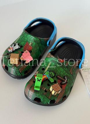 Крокси майнкрафт crocs classic clog minecraft c8 c9 c10 c11 c12 c13 j1 j2 j3