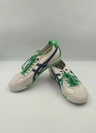 👟женские кроссовки onitsuka tiger mexico 66 sd birch/peacoat с зелеными шнурками 39 размер 024
