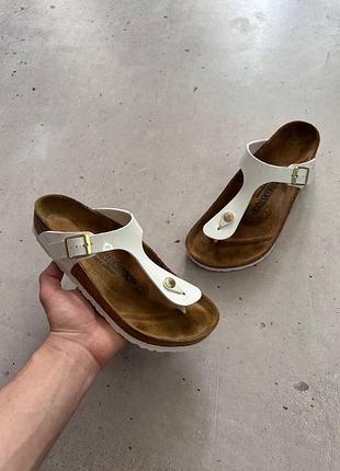 Birkenstock gizeh white patent sandals eu 39 women original жіночі сандалі, тапочки, взуття оригінал