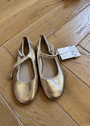 Балетки zara, на дівчинку, золоті, 29 розмір