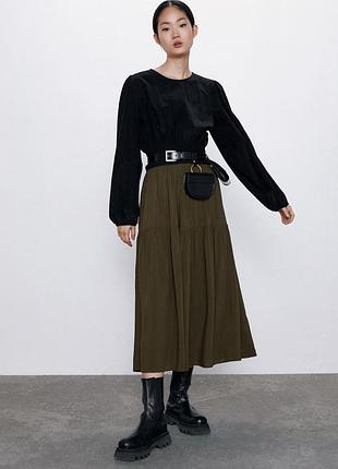 Нова сукня міді з довгим рукавом zara
