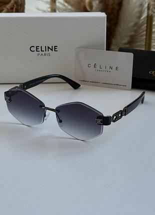 Ромбовые женские солнцезащитные очки от celine солнечные очки в коробочке селин безободковые от солнца