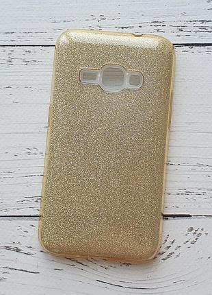 Чехол для samsung galaxy j1 2016 (j120) силиконовый, пластиковый, золотистый