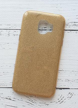 Чехол для samsung galaxy j2 2018 (j250) силиконовый, пластиковый, золотистый