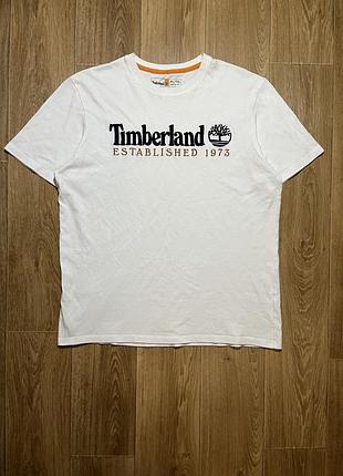 Футболка timberland біла xl з вишитим логотипом established 1973