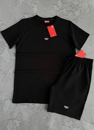 Комплект мужской футболка + шорты diesel black! летной комплект мужской футболка и шорты diesel! материал хлопок! весна-лето!