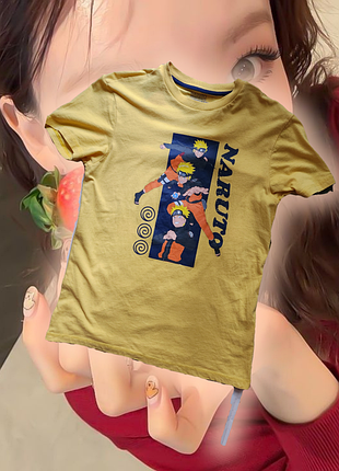 Желтая футболка с принтом аниме наруто anime naruto