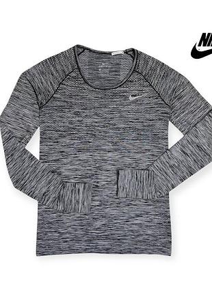 Сірий жіночий лонгслів nike dri-fit для бігу та заннятям спорту