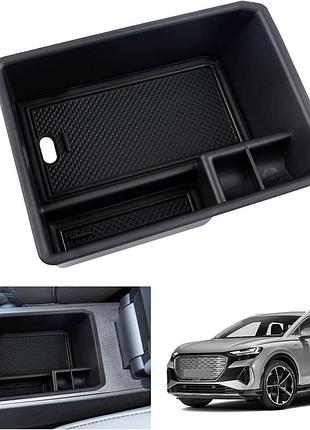 Органайзер центральной консоли для audi q4 e-tron / sportback 2021-2024, ящик для подлокотника и бардачка, черный