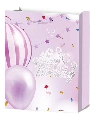 Пакет подарочный stenson rr96989-s бумажный "happy birthday" 18х23х10 см