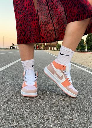 Nike air jordan 1 retro high orange white beige