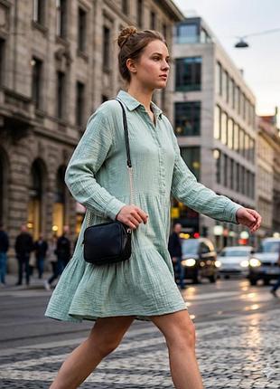 Неймовірна муслінова сукня-сорочка primark у ніжному шавлієвому кольорі