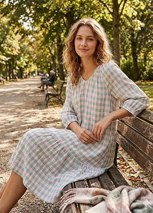 Сукня міді в клітинку жатка primark / літня бавовняна сукня ярусами