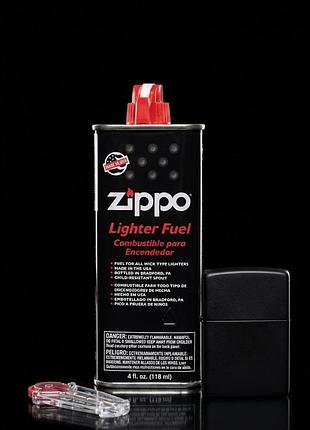 Оригинальный набор zippо: зажигалка black matte + бензин + кремене